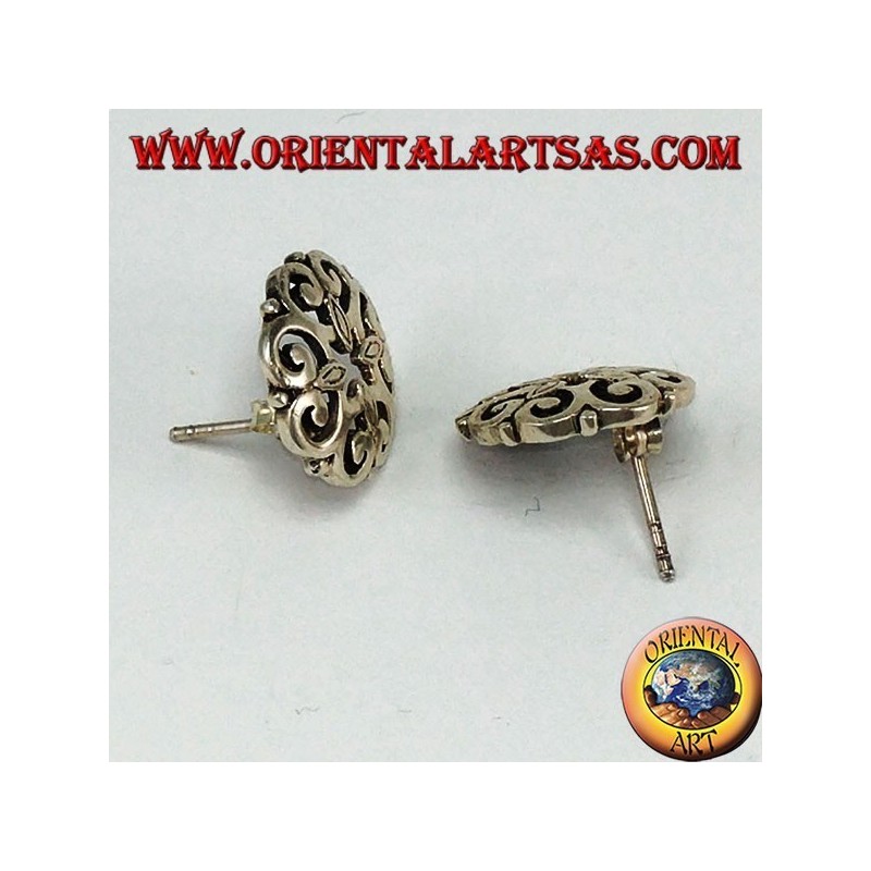 Lobe earrings in pierced 925 silver, baroque style