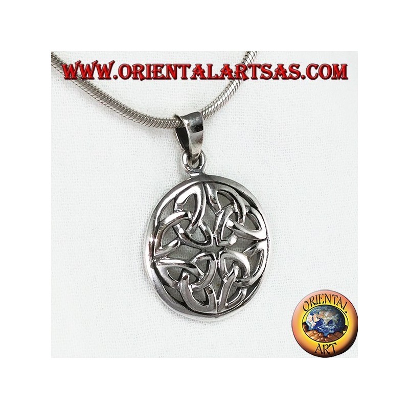 Pendentif en argent, noeud Duleek Symbole celtique (grand)