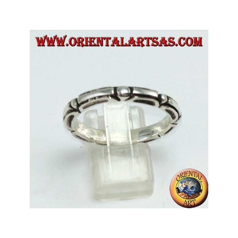 Anillo en plata 925, tribal con grabado de bola alternativa