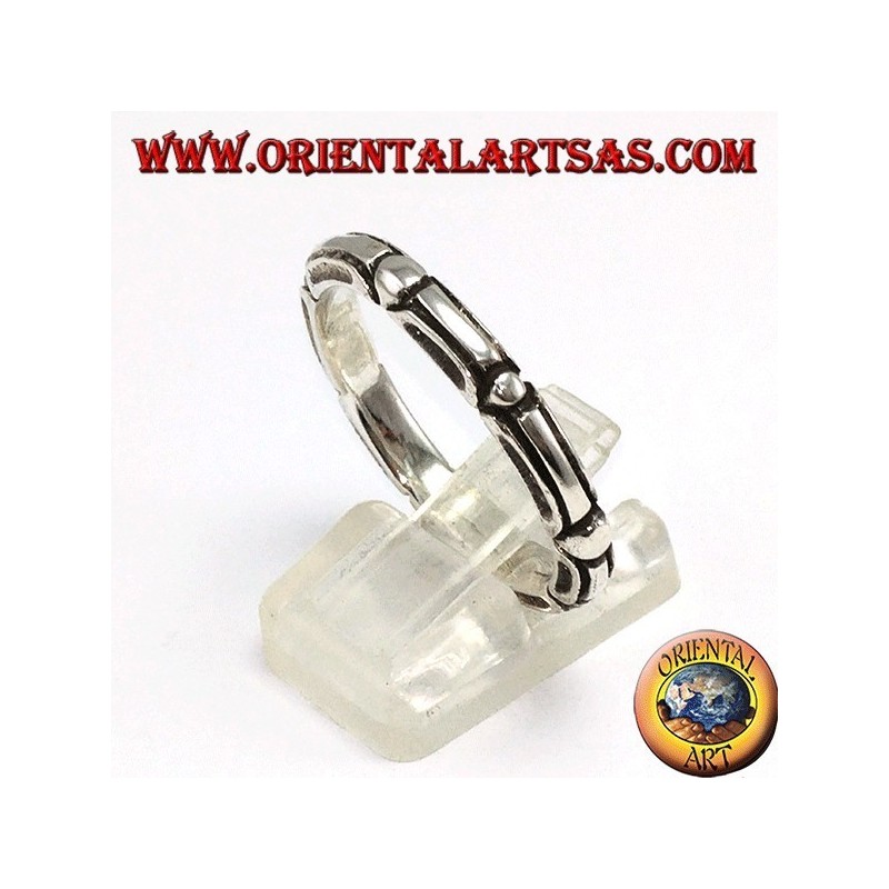 Ring in silver 925, tribal with alternate ball engraving