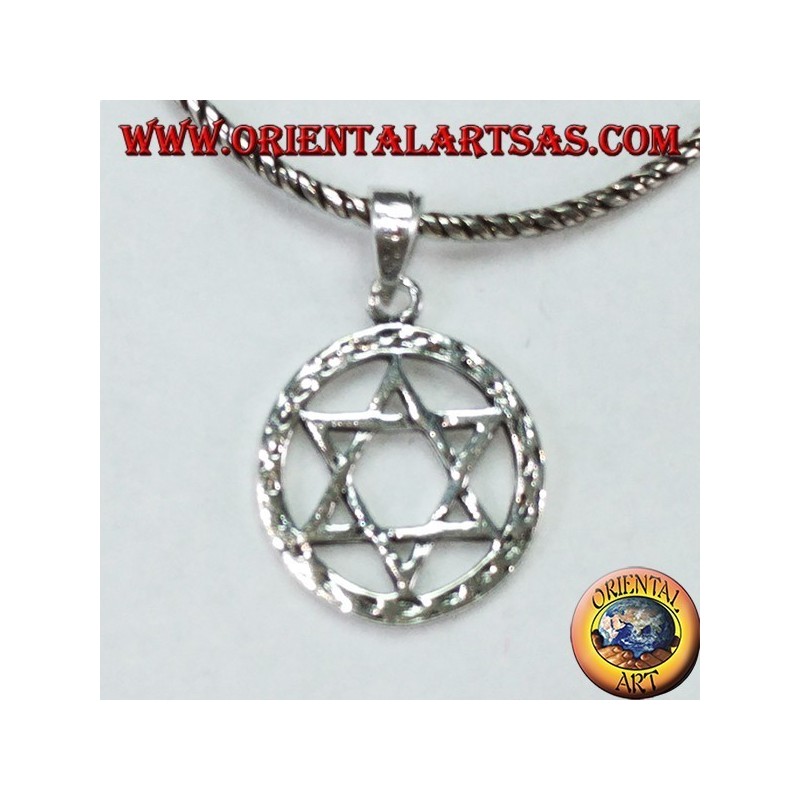 Silver pendant with a Star of David six-pointed star in the circle