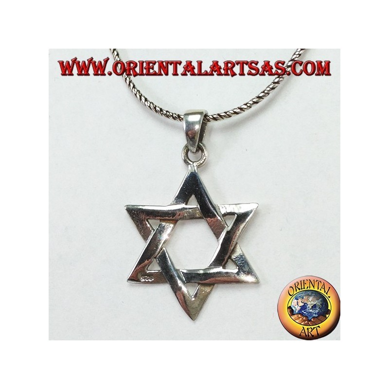 Silver pendant with a star of David, a six-pointed braided star