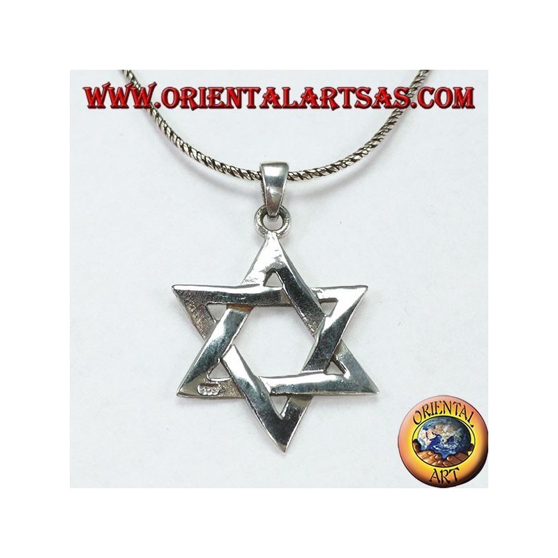 Silver pendant with a star of David, a six-pointed braided star