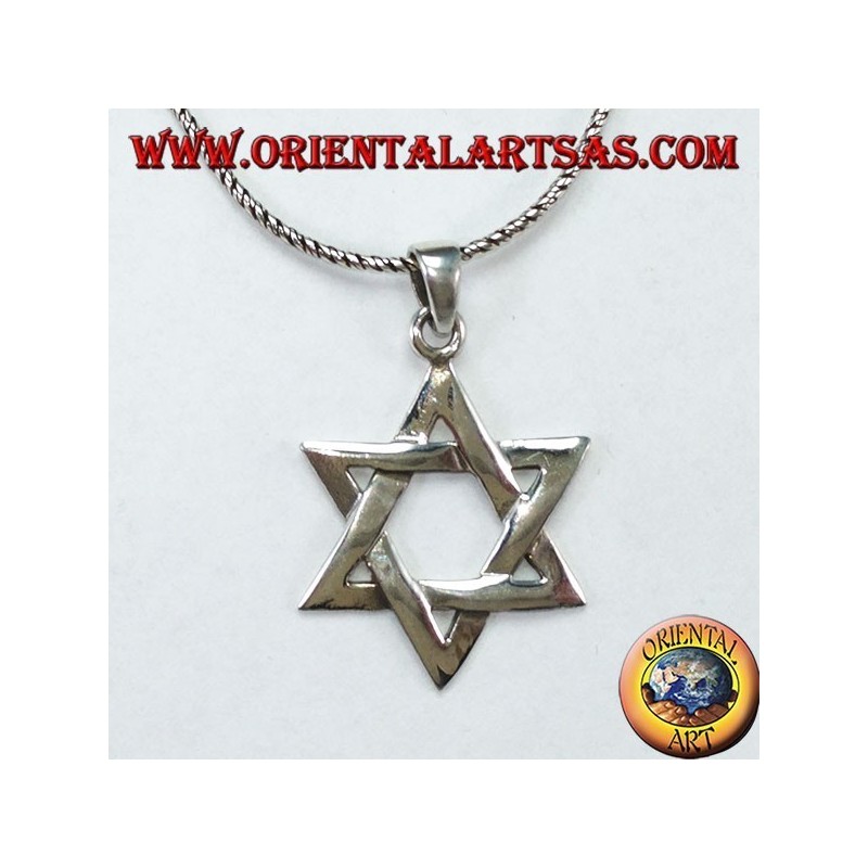 Silver pendant with a star of David, a six-pointed braided star
