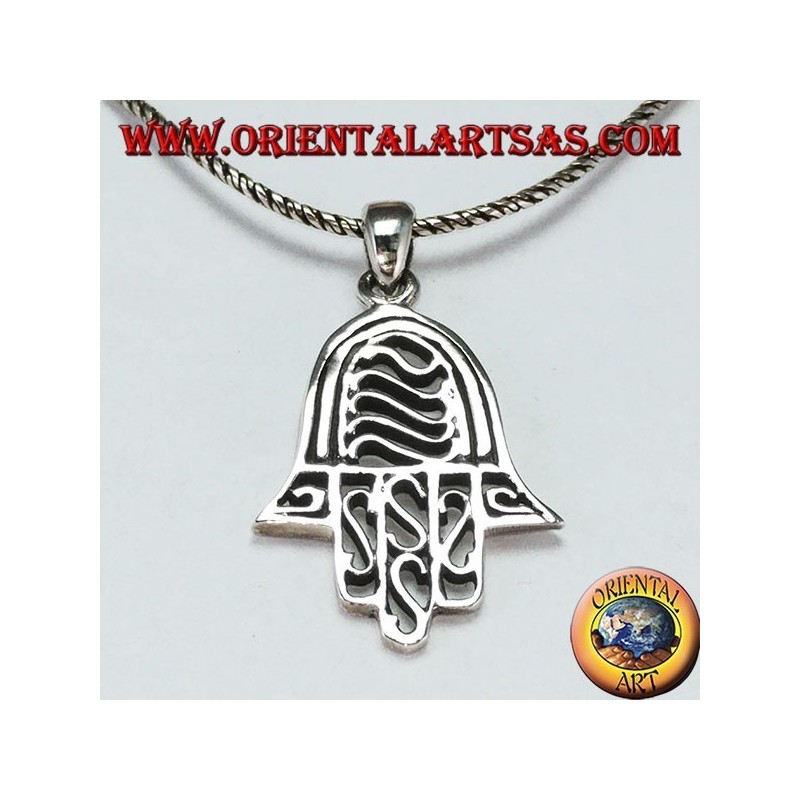 Pendentif main de Fatima main de Miriam Hamsa percé en argent