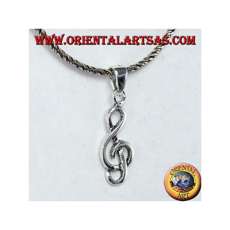 Silver pendant Treble clef or sol key (small)