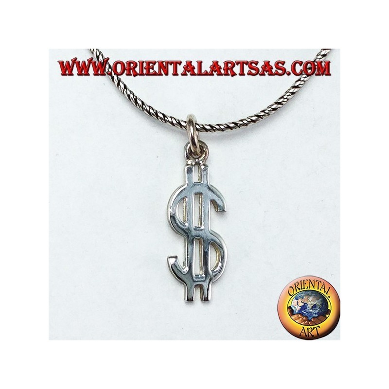 Silver pendant depicting the dollar symbol