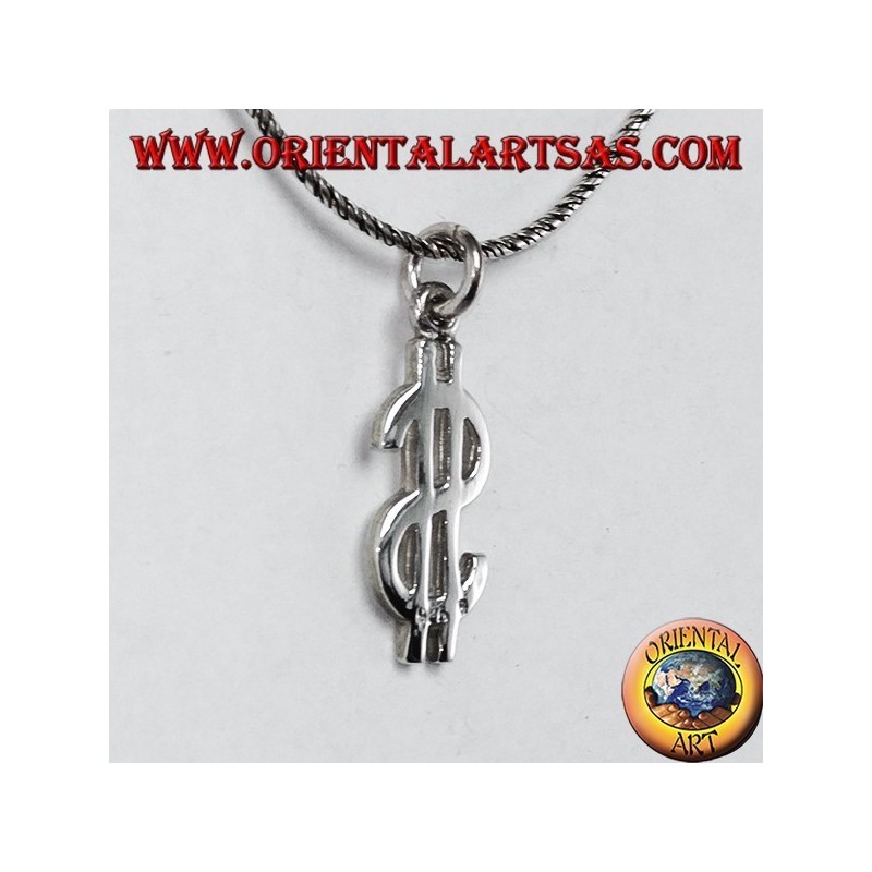 Silver pendant depicting the dollar symbol