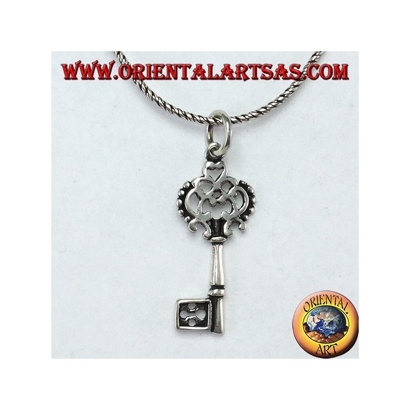 Key silver pendant in baroque style