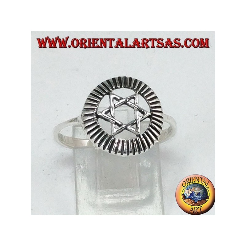 Anillo de plata con estrella de david, estrella de 6 puntas