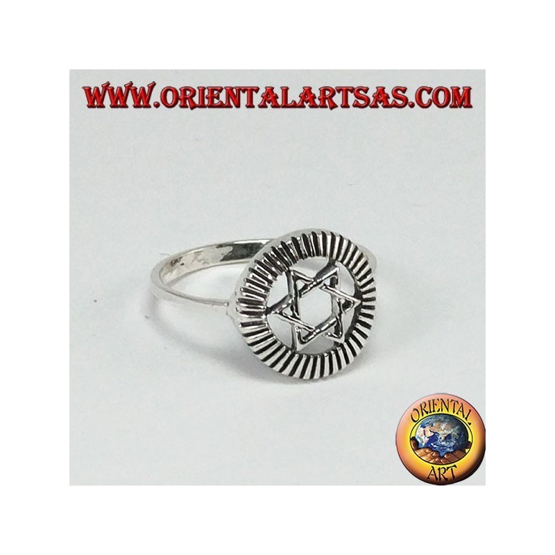 Anello in argento con stella di davide, stella a 6 punte