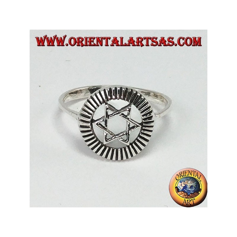 Bague en argent avec étoile de David, étoile à 6 branches