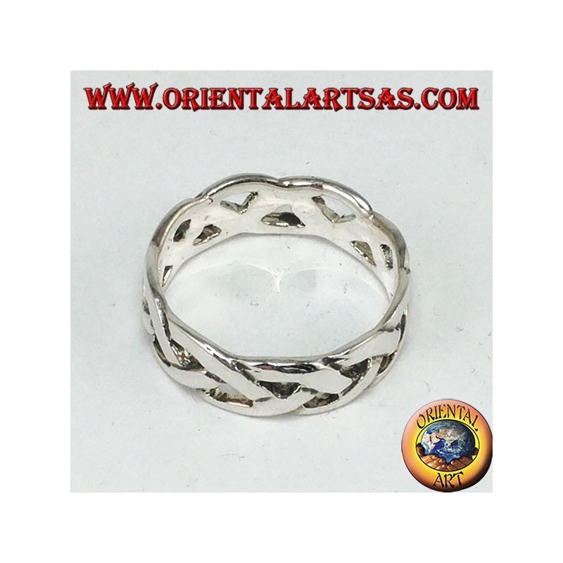 Anello a fascetta ad intreccio semplice  in argento 925 ‰