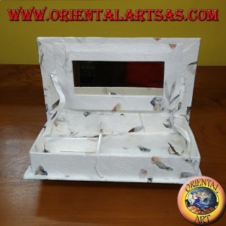 Jewelry box with mirror made of rice paper with real flower petals