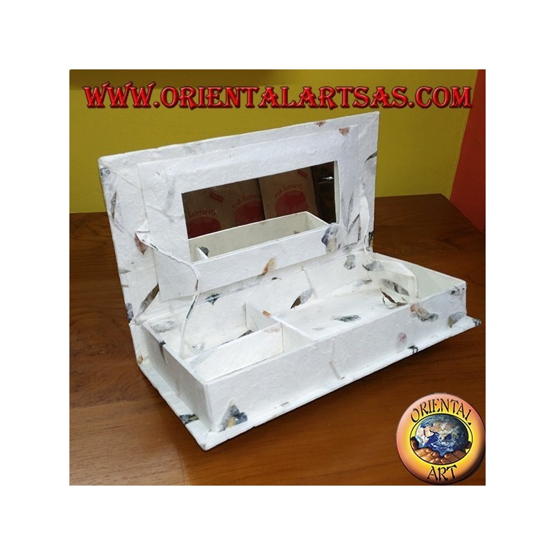 Joyero con espejo de papel de arroz con pétalos de flores reales
