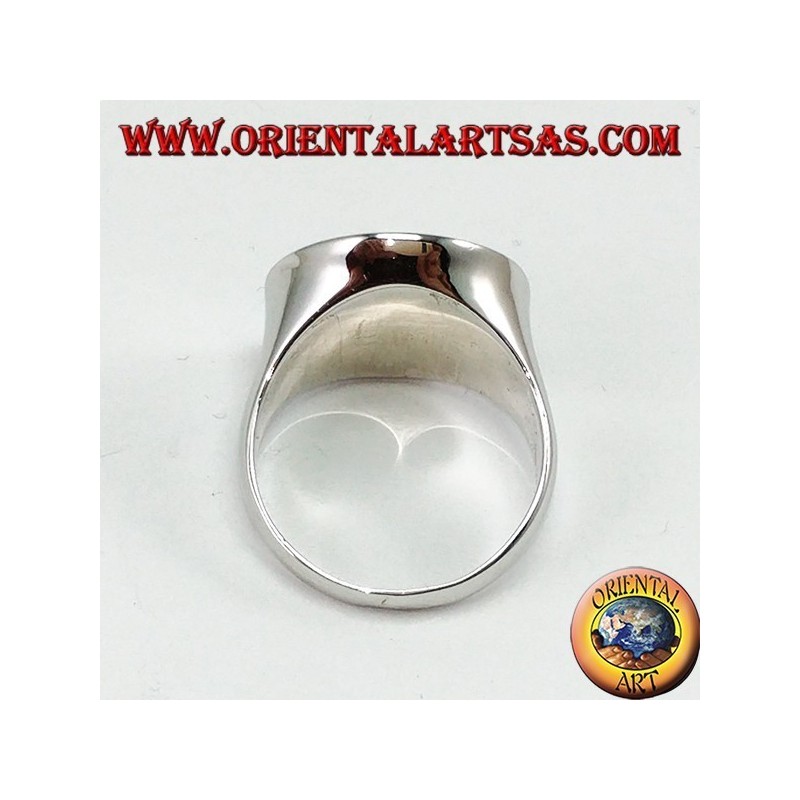 Anillo de plata con ónice plano redondo (grande)