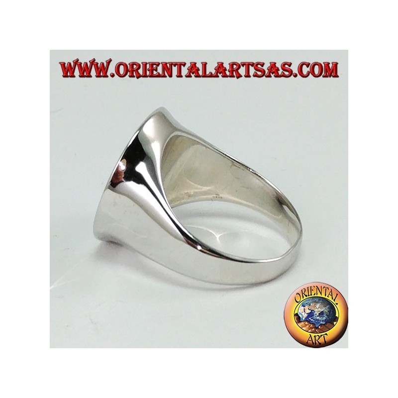 Anello in argento con onice piatta tonda  (grande)