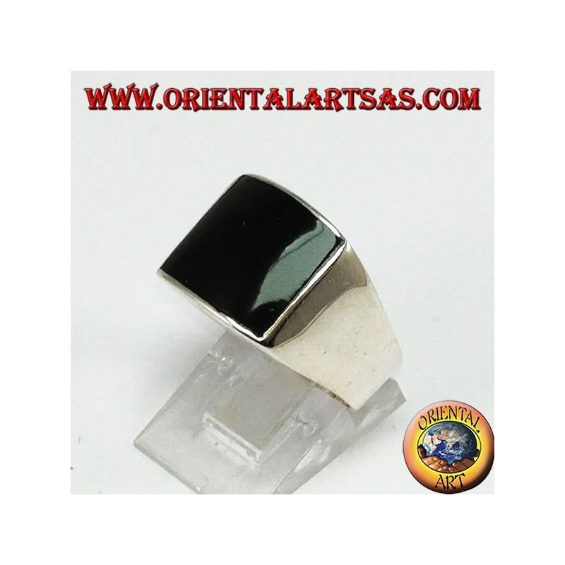 Anello in argento con onice convessa rettangolare