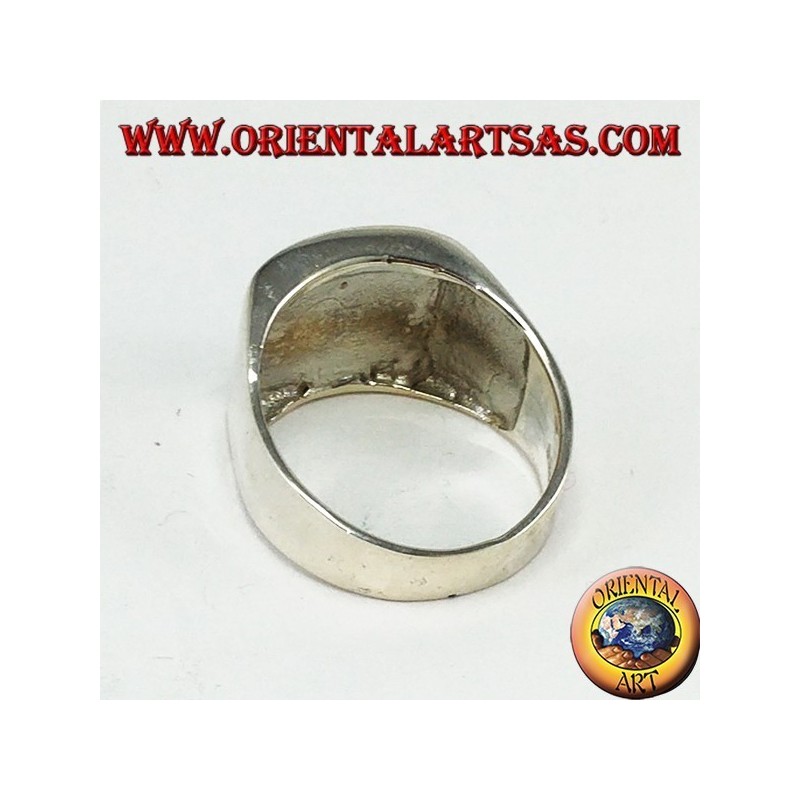 Bague en argent avec onyx rectangulaire convexe