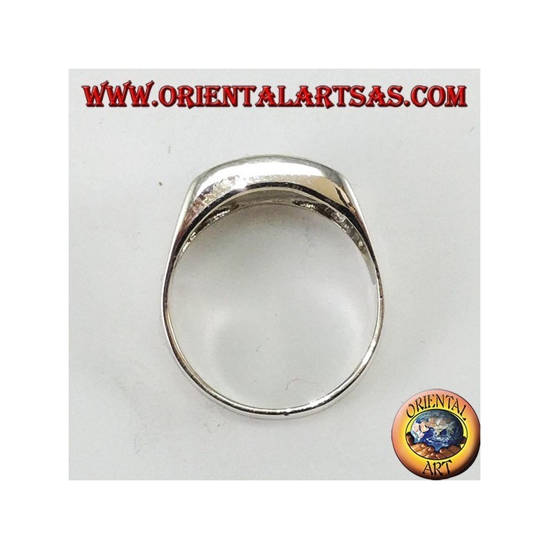 Anillo de plata con ónice rectangular convexo