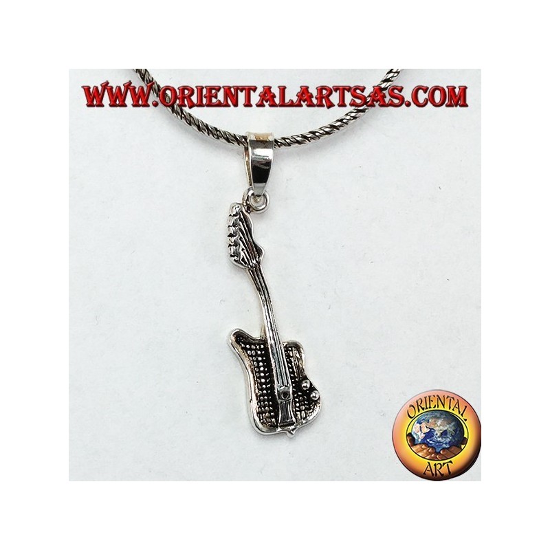 Colgante de plata pequeña guitarra eléctrica