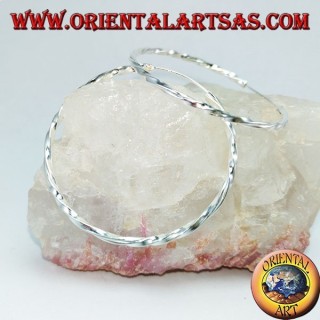 Silver earrings with twisted circle, 40 mm. in diameter ⌀