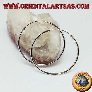 Silver earrings with a simple circle, thickness mm. 2 * 50 in diameter