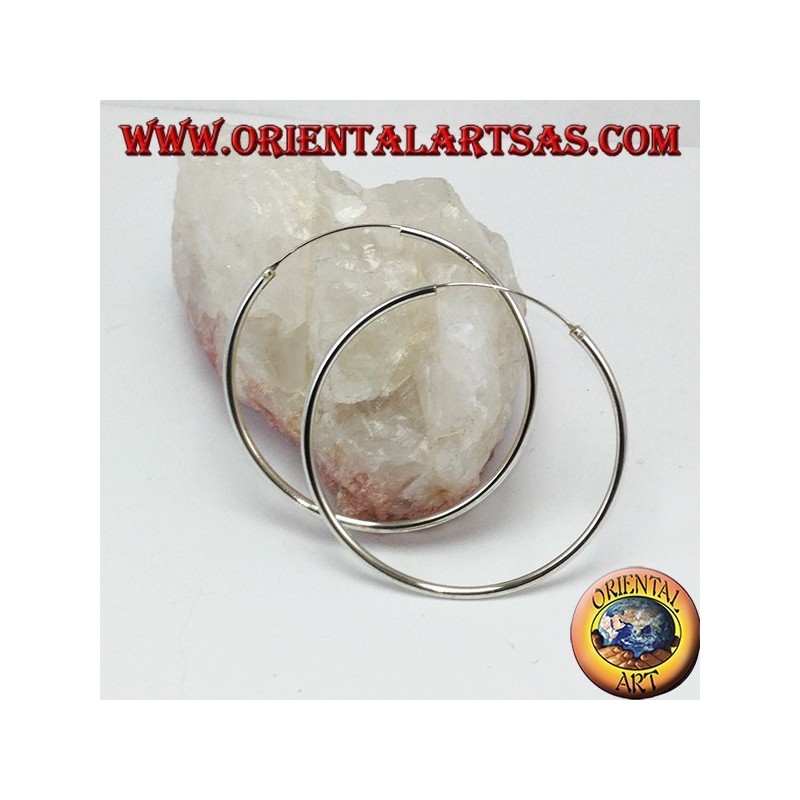 Orecchini d'argento a cerchio semplice spessore da mm. 2  *  50 mm. di diametro