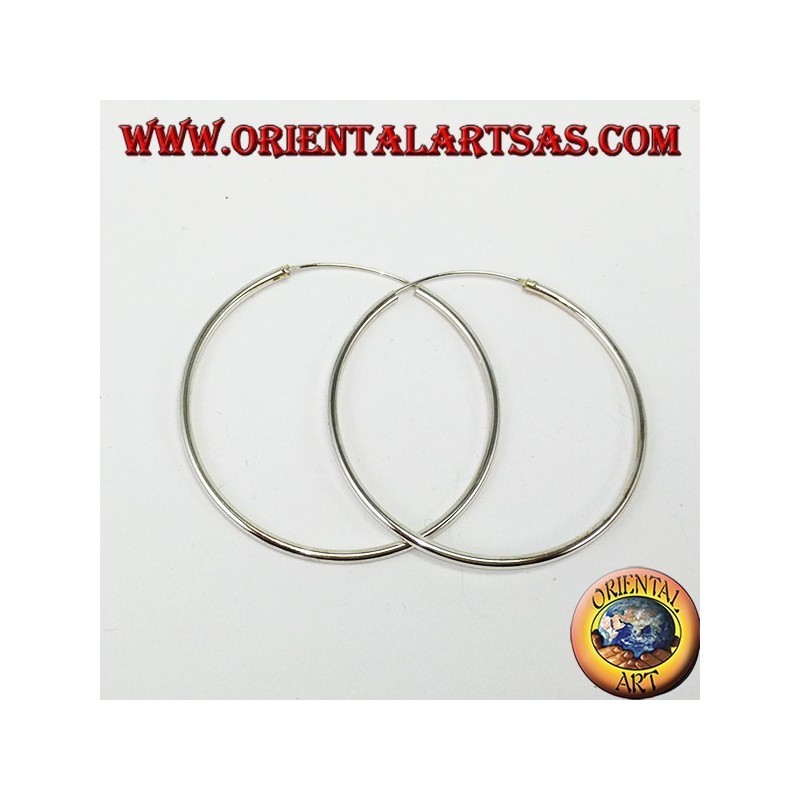 Pendientes de plata con un círculo simple, grosor mm. 2 * 50 de diámetro