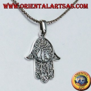 Handanhänger von Fatima oder Miriam Hamsa in 925er Silber filigraner Verarbeitung