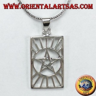 Pendentif en argent, pentacle au soleil (étoile au soleil)