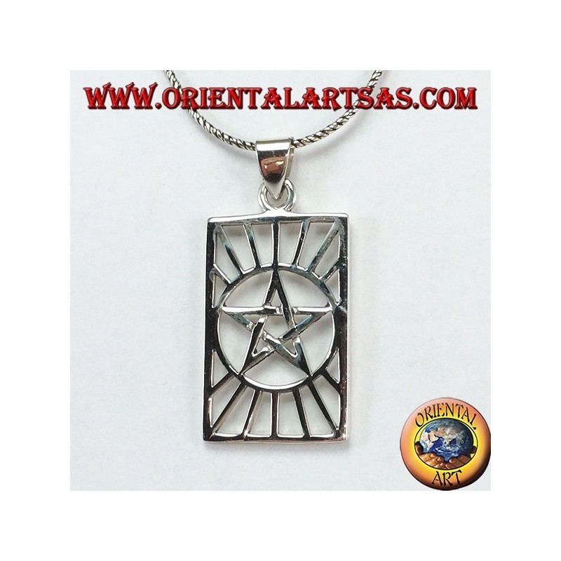 Colgante de plata, pentáculo en el sol (estrella en el sol)