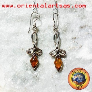 orecchino argento ambra 