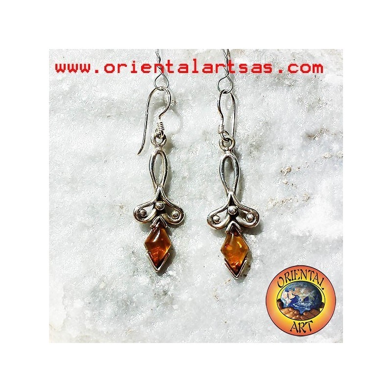 orecchino argento ambra 