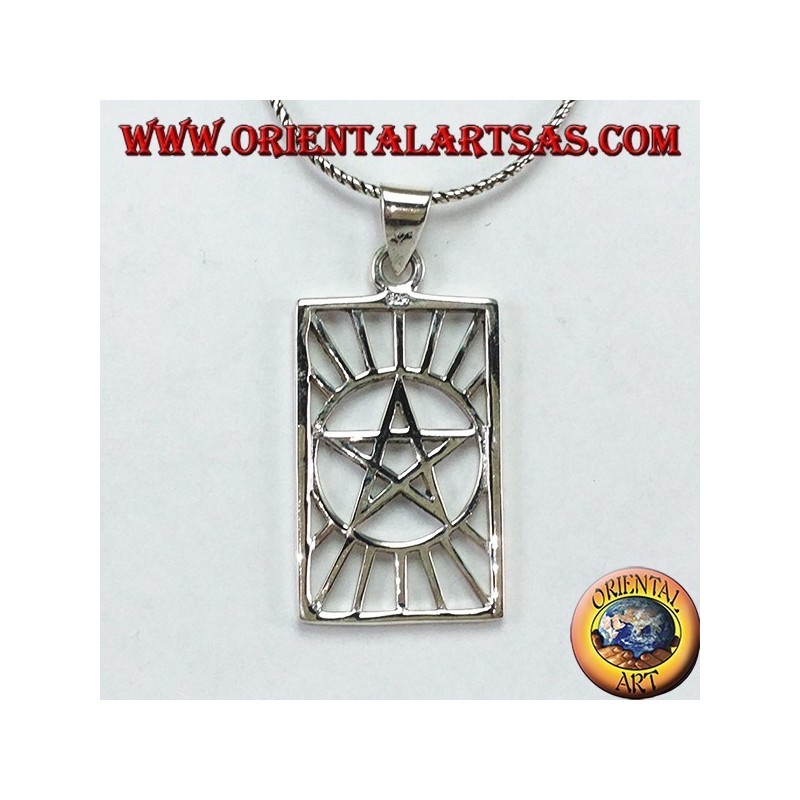 Pendentif en argent, pentacle au soleil (étoile au soleil)