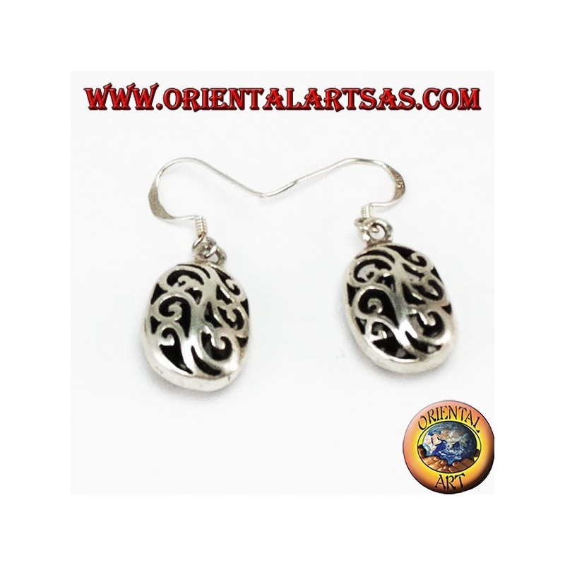 Boucles d'oreilles en argent avec ovales percés à double face