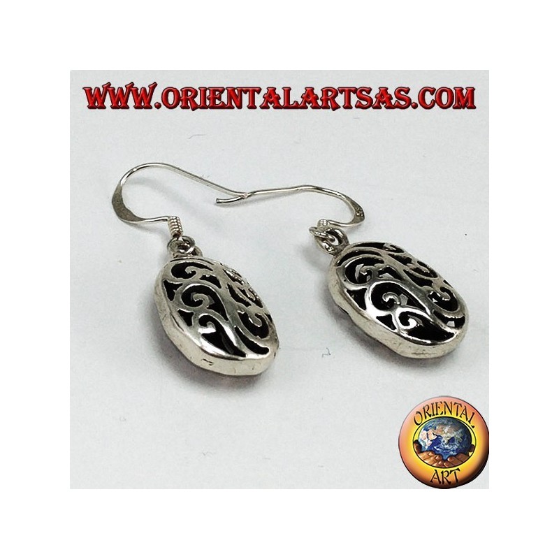 Boucles d'oreilles en argent avec ovales percés à double face