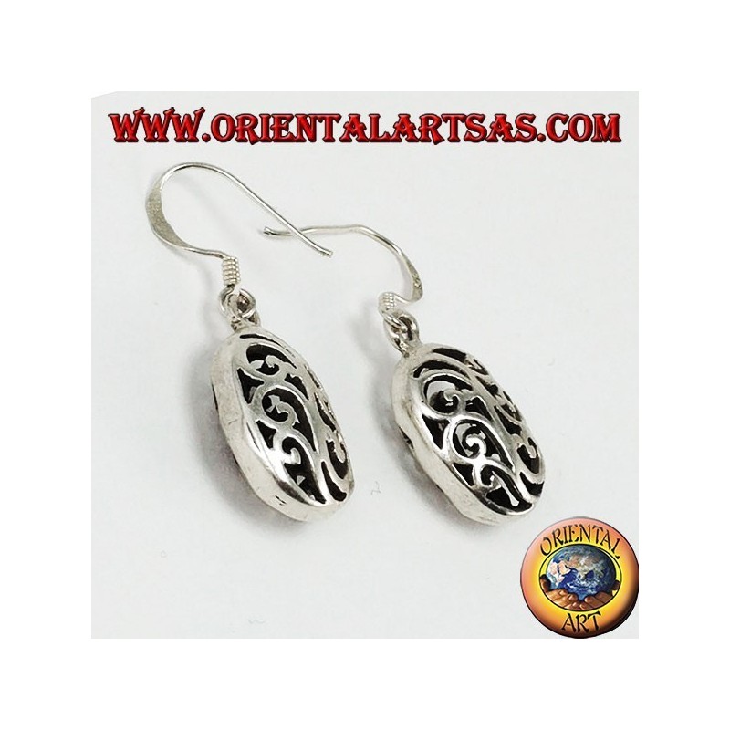 Boucles d'oreilles en argent avec ovales percés à double face
