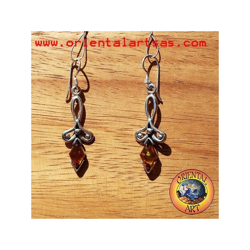 orecchino argento ambra 