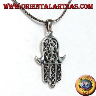 Anhänger aus 925er Silber ‰ Hand von Miriam von Fatima Hamsa geschnitzt