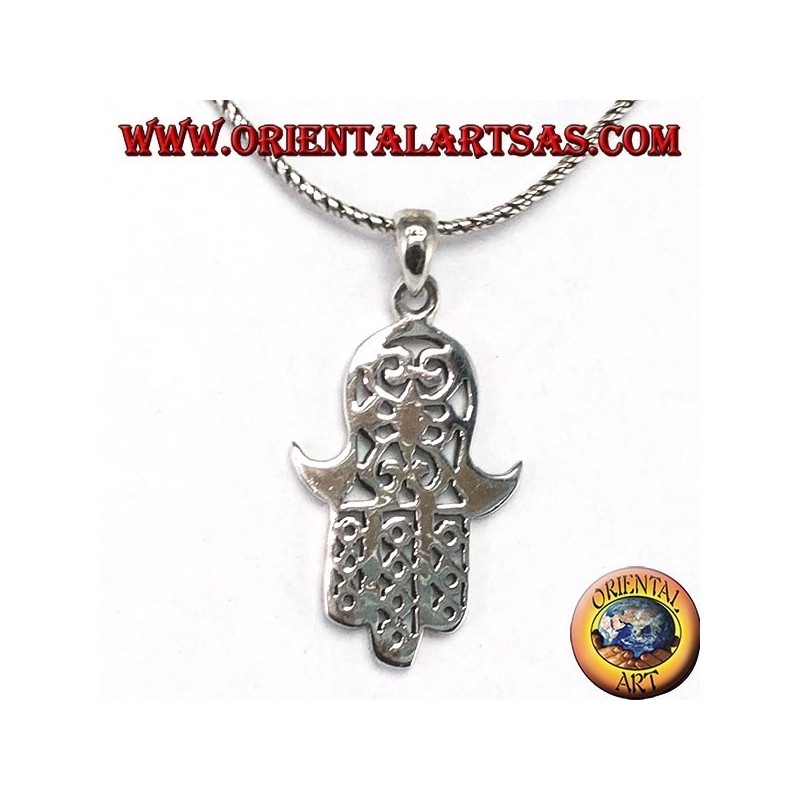 Pendant in 925 silver ‰ hand of Miriam of Fatima Hamsa carved