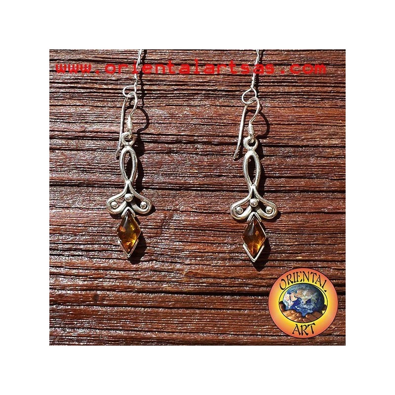 orecchino argento ambra 