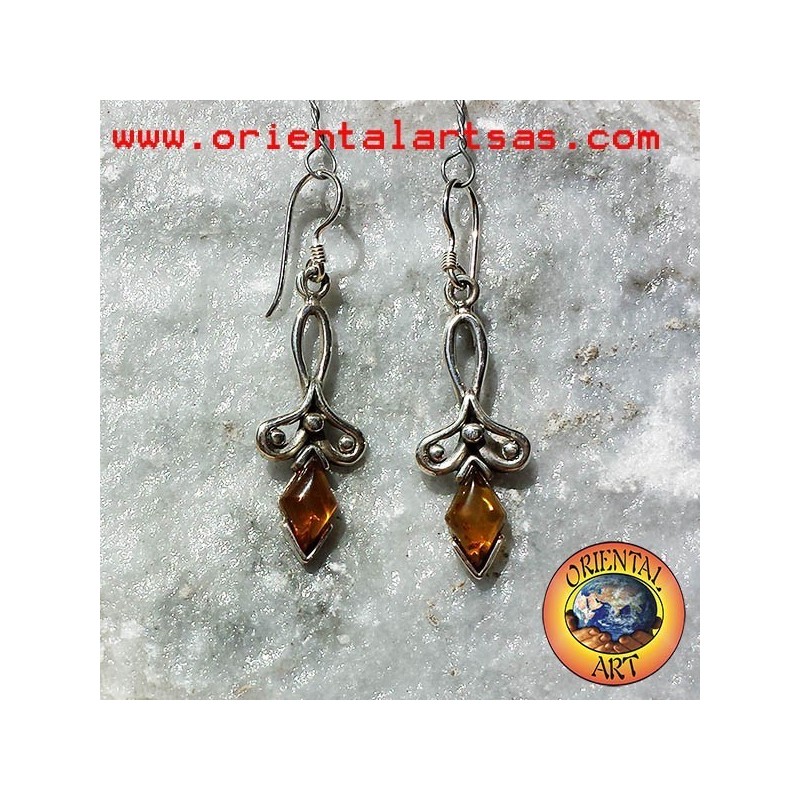 orecchino argento ambra 