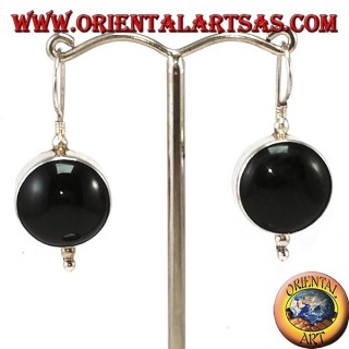 Orecchini d'argento semplice con onice tonda grande