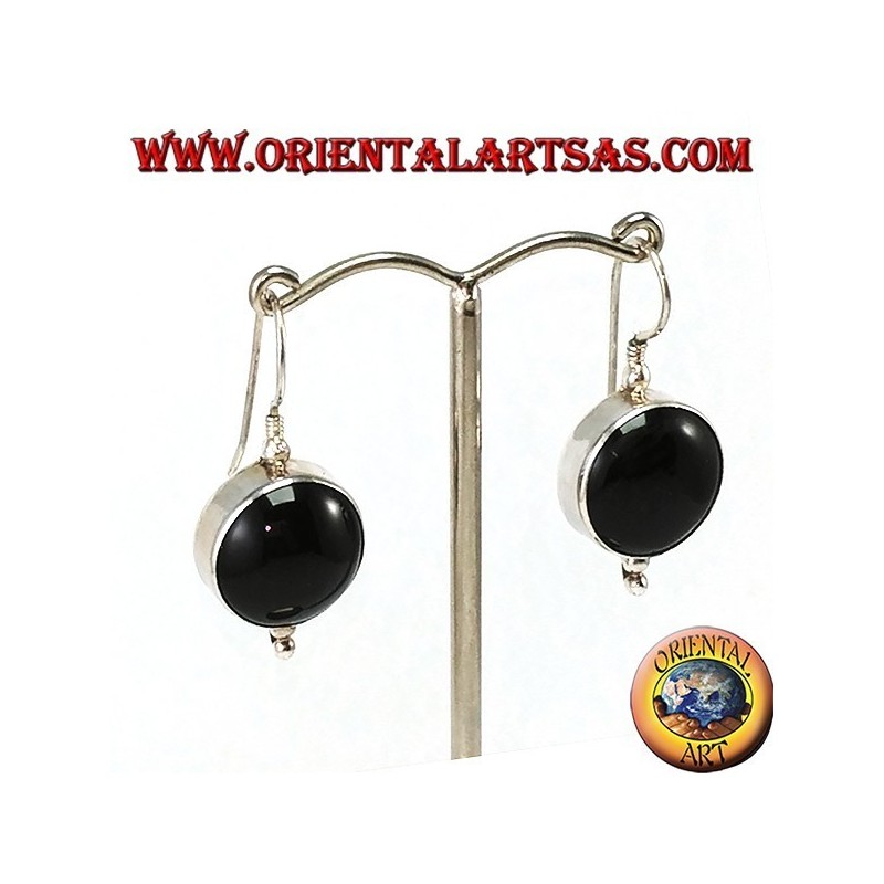 Orecchini d'argento semplice con onice tonda grande