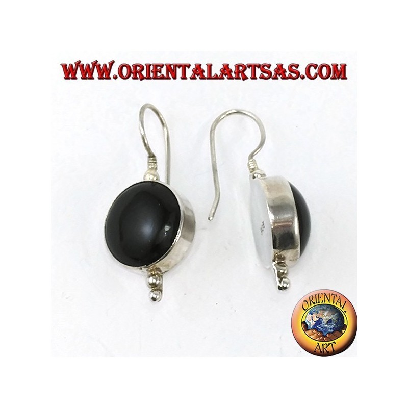 Orecchini d'argento semplice con onice tonda grande