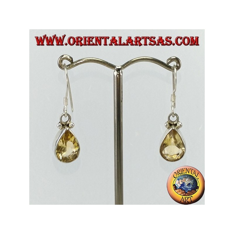 Pendientes de plata con conjunto de topacio en forma de lágrima facetada