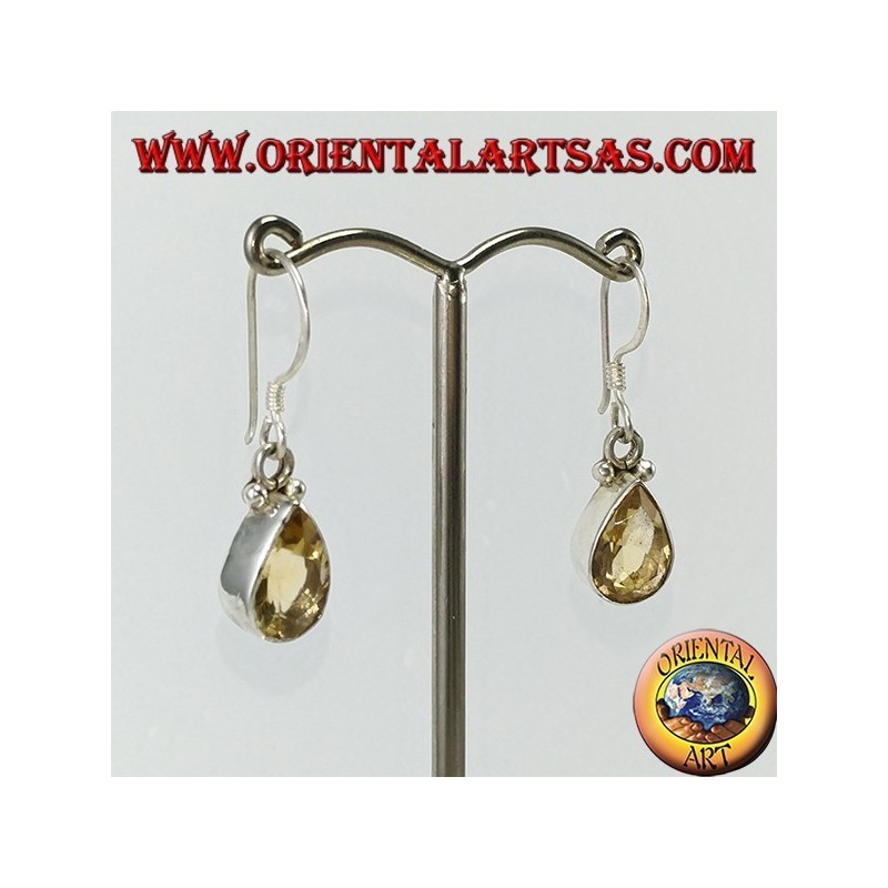 Pendientes de plata con conjunto de topacio en forma de lágrima facetada