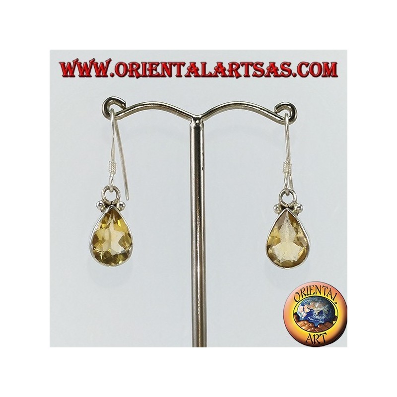 Pendientes de plata con conjunto de topacio en forma de lágrima facetada