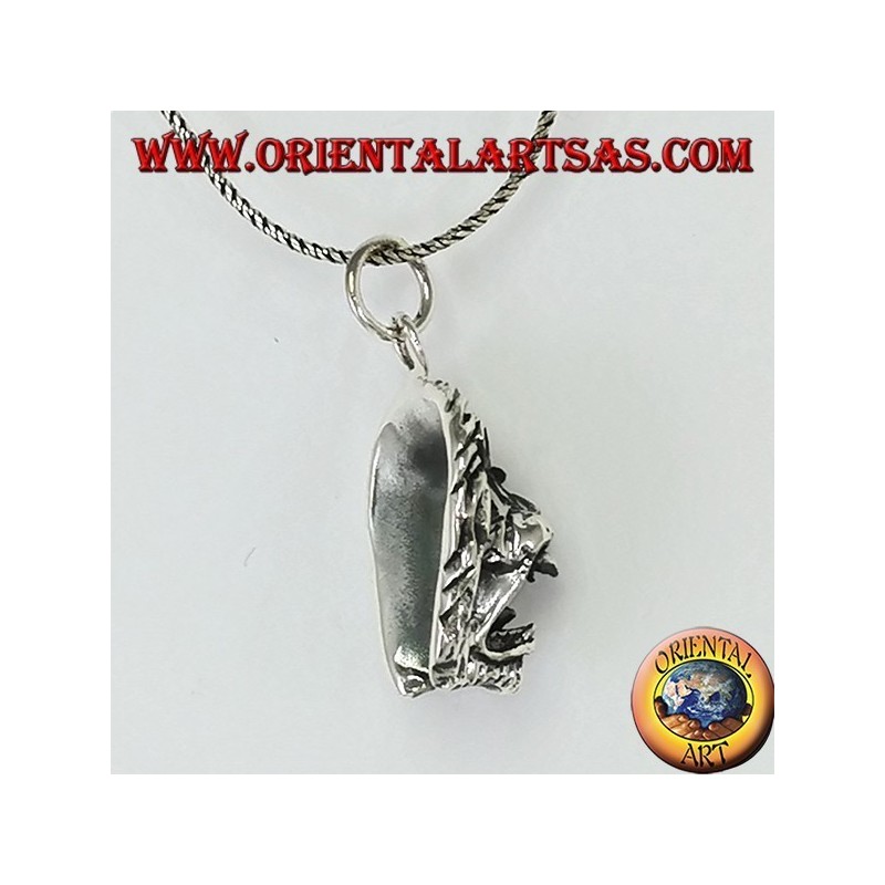Silver pendant with an aggressive lion's head